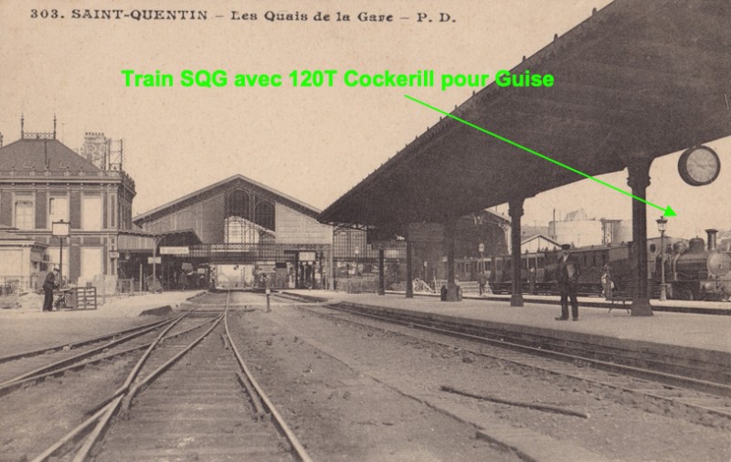 En gare de St-Quentin avant 1914, à droite une 120T Cockeril en partance pour Guise (collection Frédéric Dufetrelle)